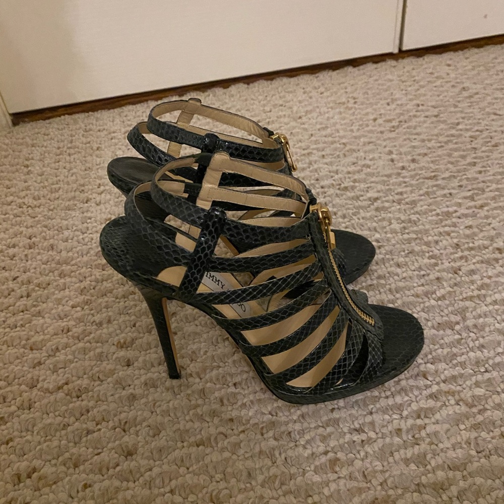 Jimmy Choo Green Python Glenys Gladiator Sandals - image 4